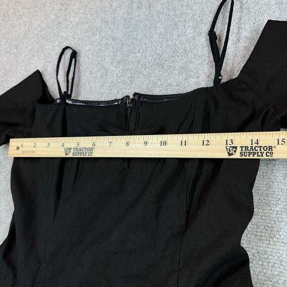 Anthropologie Maeve Off The Shoulder Bow Mini Dress Black S Tulle Pin Up Flare - Picture 7 of 14